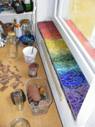 Belső ablakpárkány (könyöklő) mozaik borítással